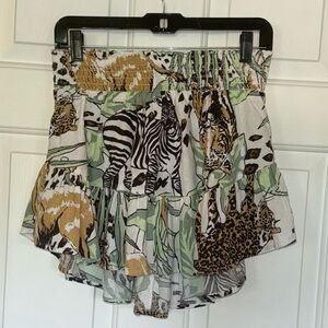 AERIE • Women’s Jungle Print Ruffle Mini Skirt Size- Small